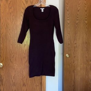 H&M Plum Fitted Sweater Dress